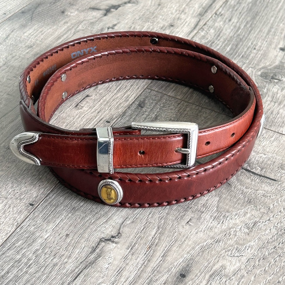 Brighton Onyx Golf Belt Brown Leather Size 44